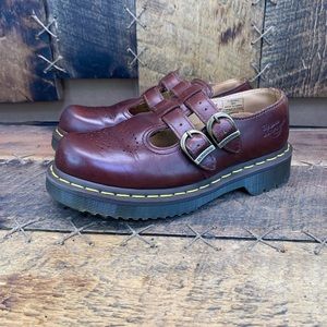 Dr Martens Mary Jane Double Buckle Shoes Men's Us 4/Womens Size 5 Black Leather.